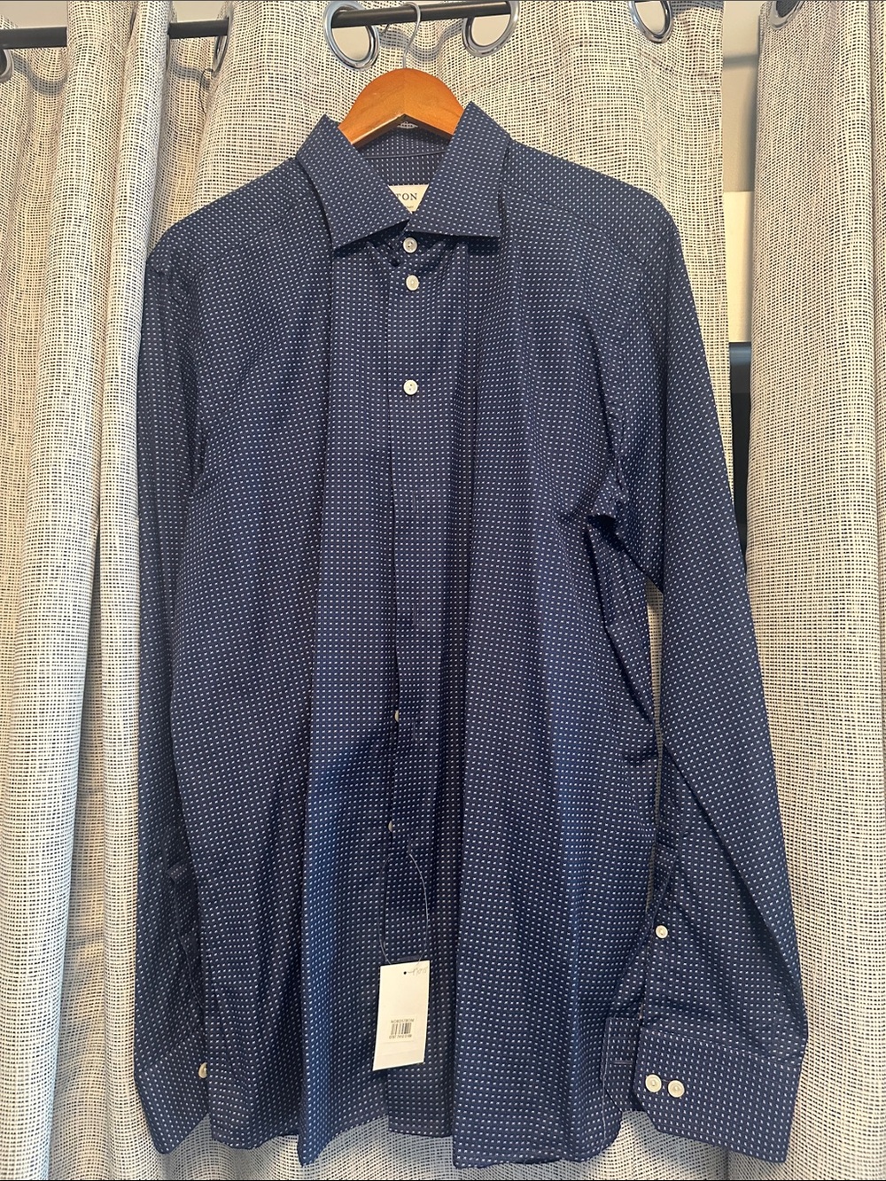 Eton Navy Blue Microdot Long-Sleeve Dress Shirt